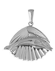 Clevereves 14K White Gold Pendant Two Tone Shell with Dolphin 19.8 - Gram(s)
