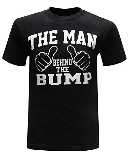 The Man Behind The Bump Proud New Father Men's T-Shirt (Large, Black)