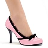 4 Inch Heel Womens Casual Shoes Wear To Work Satin Pump With Velvet Bow Black
