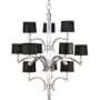 Progress Lighting P4502-101 12-Light 3-Tier Chandelier Combining Clear Crystal Accents with Both Black and White Shades, Classic Silver