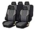 FH Group Three Row 8 Seater Cross Weave Fabric Car Seat Covers Airbag Compatible & Rear Split Bench - Universal Fit for Cars Trucks and SUVs Gray/Black