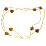 Amber Hearts Beaded Long Collar Necklace