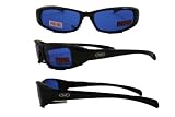 NEW ATTITUDES - Stylish Sunglasses - Blue Lenses, GLOSS Black Frame