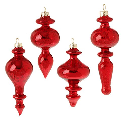 RAZ Imports – 5″ & 4.5″ Antiqued Finial Ornaments – Set of 4