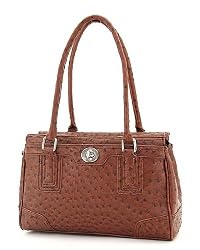 Tan Brown Ostrich Designer Inspired Satchel Handbag