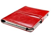 M-Edge Prodigy Genuine Leather Kindle Jacket with Hinge (Fits 6" Display, Latest Generation Kindle), Marbled Red