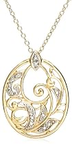 18k Yellow Gold Overlay Sterling Silver Diamond Accent Pendant, 18"