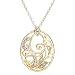 18k Yellow Gold Plated Sterling Silver Diamond Accent Pendant, 18"