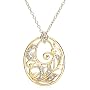 18k Yellow Gold Overlay Sterling Silver Diamond Accent Pendant, 18"