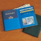 Royce Leather Passport Currency Wallet, Ocean Blue