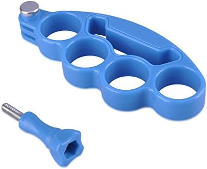 HOFUN Handheld Knuckles Grip Mount with Thumb Screw for GoPro Hero4,3,2,1 Camera Finger Grip Hand-Free Mount (Blue)