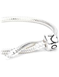 Moress 7.5 Inch Snake Chain Freedom European Bead Charm Snap Box Clasp Bracelet - Solid .925 Sterling Silver - Compatible Brand Charms : Authentic Pandora, Chamilia, Moress, Ohm, Zable, Biagi, Kays Charmed Memories, Kohls, Persona & more! - FREE Moress Bracelet Keeper Box With Bead Tray Included