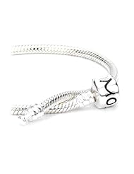 Moress 7.9 Inch Snake Chain Freedom European Bead Charm Snap Box Clasp Bracelet - Solid .925 Sterling Silver - Compatible Brand Charms : Authentic Pandora, Chamilia, Moress, Ohm, Zable, Biagi, Kays Charmed Memories, Kohls, Persona & more! - FREE Moress Bracelet Keeper Box With Bead Tray Included