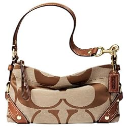 Coach Khaki Signature Jacquard Small Carly Bag 10730 Saddle Trim