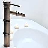 IMAGE OF Single Handle Bathroom Bamboo Vessel Filler Faucet, Antique Brass