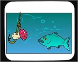 Mouse Pad with hook, mushroom, fish, underwater, bait