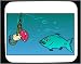 Mouse Pad with hook, mushroom, fish, underwater, bait