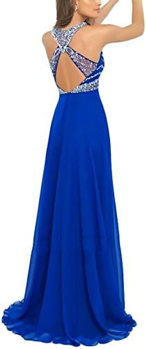 Cloudshop Womens High Neck Royal Blue Chiffon Party Bridesmaid Dress size 4
