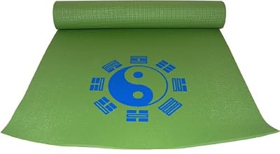 Colorful Yoga Mats (TM) 1/4" Extra-Thick Deluxe Classic Yoga, Pilates & Exercise Mat - Green with Blue 'Yin Yang' symbol printed at top of mat