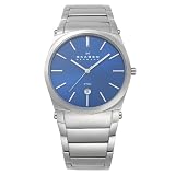 Skagen Denmark Mens Watch Steel Links & Blue Dial #859LSXN