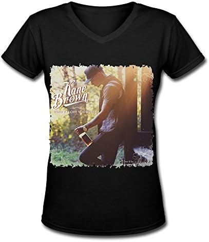 GSTON Kane Brown Concert Cotton V-Neck T Shirt For Womens Black L