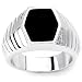 Bold Sold Sterling Silver Cubic Zirconia & Onyx Rhodium Plated Men's Ring