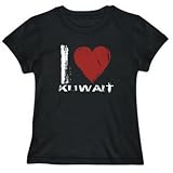 T-Shirt Womens Black  I LOVE Kuwait - Vintage Countries