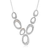 Large Textured Organic Necklace in Silver Tone