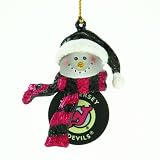 Pack of 4 NHL New Jersey Devils Hockey Puck Snowman Christmas Ornaments 2.75"