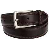 Dockers Mens 35mm Feather Edge Belt With Two-row Stitch, Brown, 46