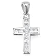 Solid Sterling Silver Cubic Zirconia Rhodium Plated Cross Pendant.