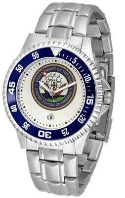 Navy Midshipmen Suntime Competitor Game Day Steel Band Watch - NCAA College Athletics