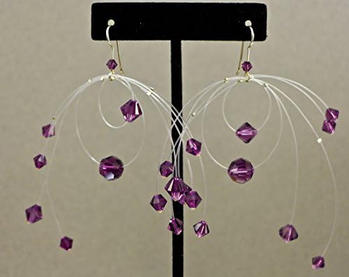 Amythest Swarovski Crystal earrings. Kinetic Earrings. LuckyLove Studio.