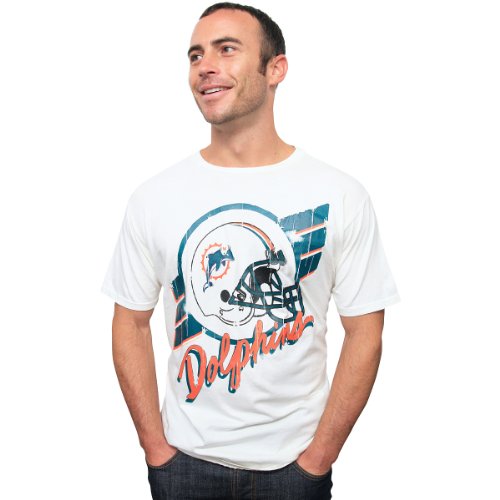 NFL Men's Miami Dolphins Vintage Crackle Short Sleeve Crew Tee (Sugar, Medium)
