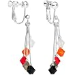 Red Black White Orange Crystal Sports Team Clip On Earrings