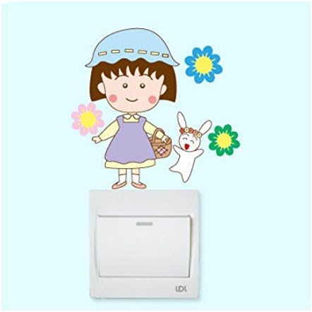 Creative Cartoon Chibi Maruko Chan Lovely Wall Switch Sticker Bedroom and Living Room Switch Sticker 10 Pieces (2)