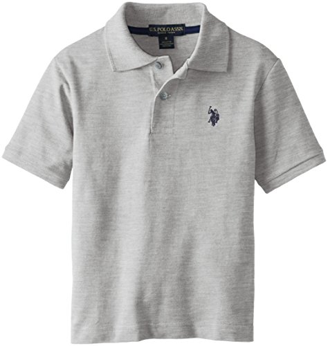 U.S. Polo Assn. Big Boys' Short Sleeve Pique Polo, Light Heather Gray, 14/16