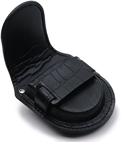 Hydia Vintage Black with Texture Pattern on the Leather Holder Storage Purse Pouch Bag for Pocket Watch