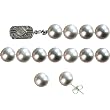 Dreamtime 7.5-8mm Grey Cultured Pearl AS2R2 Strand 14k White Gold Diamond Clasp 18" Necklace Earrings Set - Classic Collection