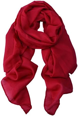 Nyrn Womens Solid Color Long Shawl Scarf,Linen-Cotton Blended Fabric-Wine Red