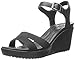 crocs Women's Leigh II Ankle Strap Wedge, Black/Black, 7 M US