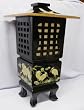 Asian Pagoda Style Lantern / Table Lamp - Black Lacquer with Hand Painted Crane Design