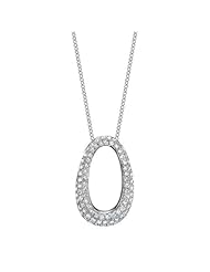 14k White Gold 0.52 Ctw Modern Circle Pave Necklace
