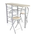 KITCHEN BREAKFAST BAR TABLE & 2 CHAIRS SET SPACE SAVER HONEYMOON STYLE