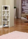 White Finish Wood Foldable 4 Tier Corner Shelves Bookcase Plant Stand