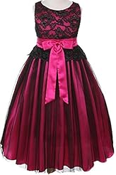 Girls Tea Length Tulle Sleeveless Lace-Up Flower-Girl Dress 