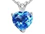 2.02 cttw 14K Gold Genuine Blue Topaz and Diamond Heart Pendant in 14k White Gold