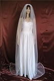 1T Ivory Cathedral Scattered Pearl Satin Hem Wedding Veil