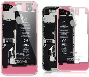 iPhone 4S / iPhone 4 CDMA (ONLY) Custom Back Cover Housing Replacement - Battery Door (Transparent Glass  - Pink on White Frame)