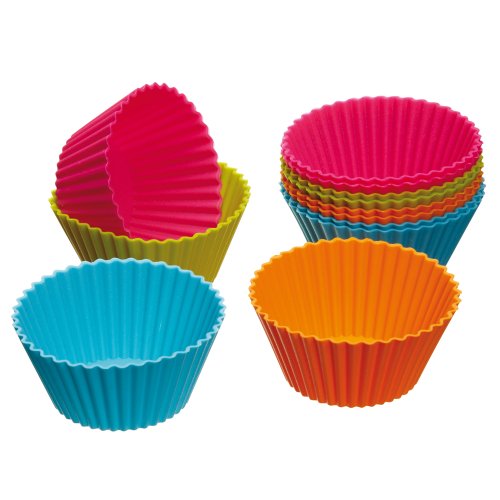 Set of 12 Coloured Silicone Cupcake / Muffin Cases 2.8"